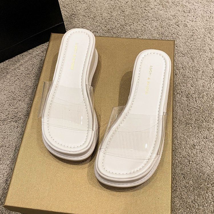 Platform PVC Clear Strap Slide Sandals