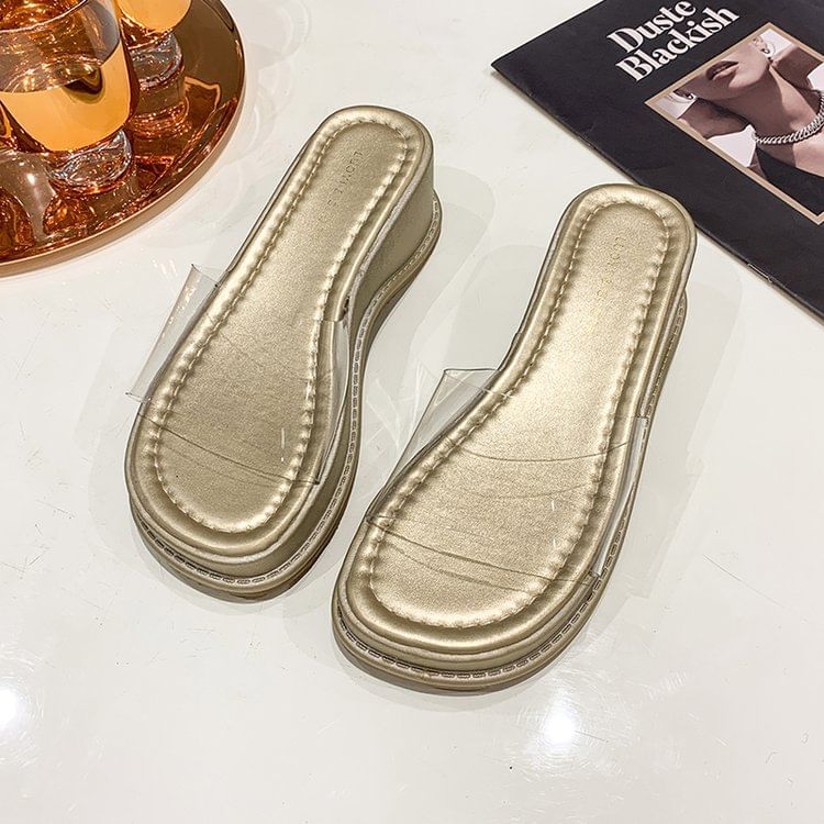Platform PVC Clear Strap Slide Sandals