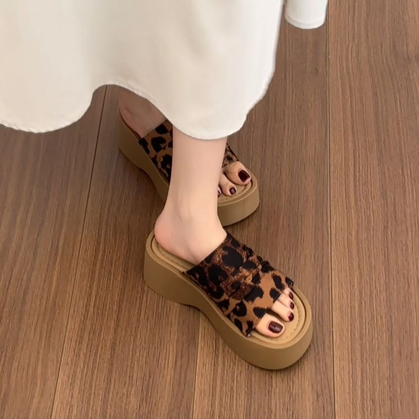 Platform Faux Suede Ruched Slide Sandals