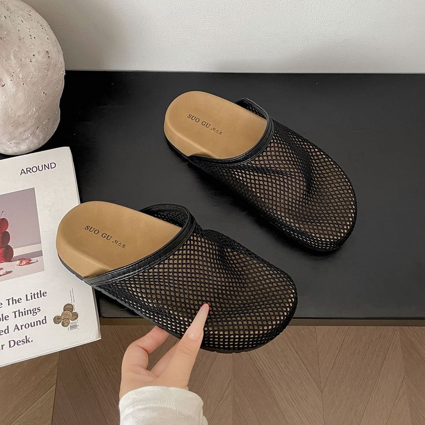 Platform Contrast Trim Mesh Mules