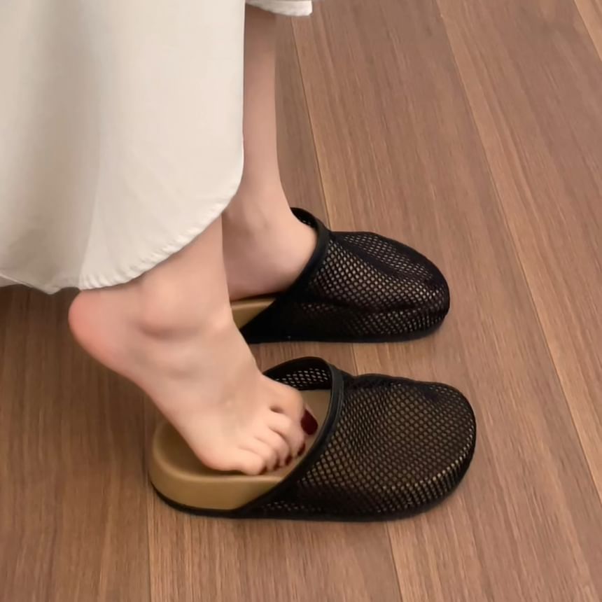 Platform Contrast Trim Mesh Mules