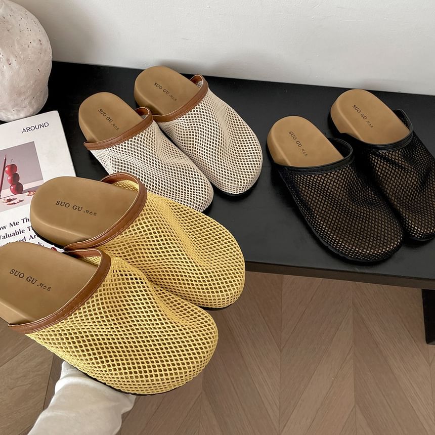 Platform Contrast Trim Mesh Mules