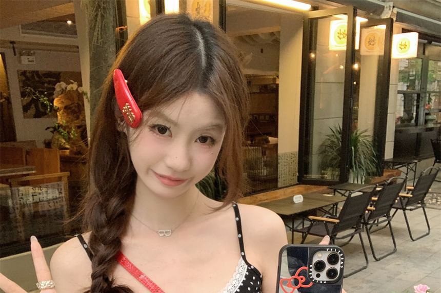 Dotted Lace Trim Camisole Top