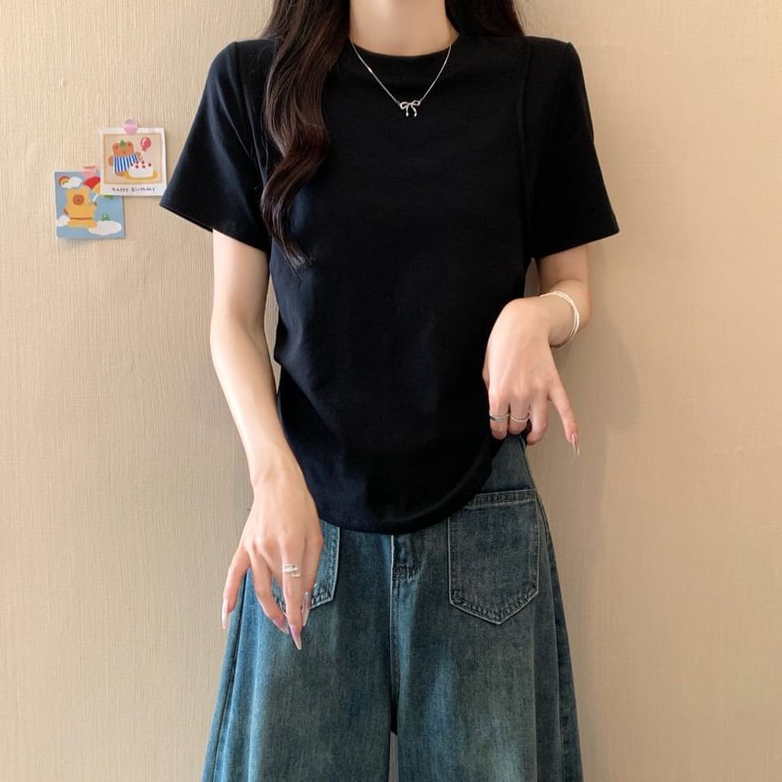 Crew Neck Ruched Short Sleeve T-Shirt