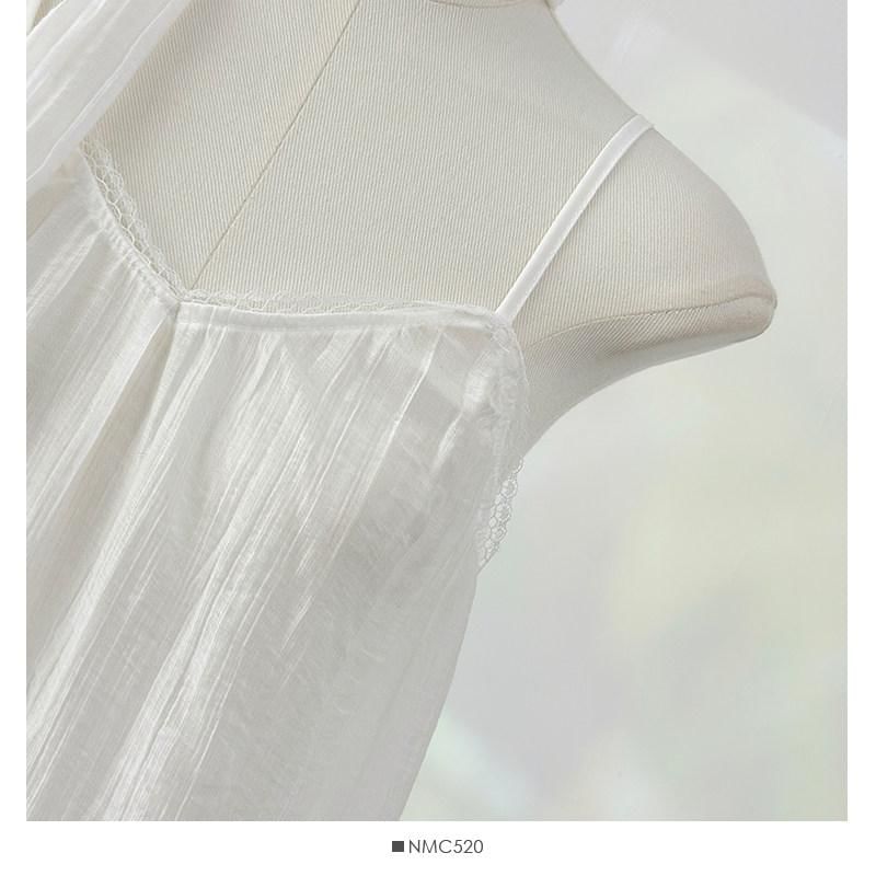 Spaghetti Strap V-Neck Plain Lace Trim Camisole Top