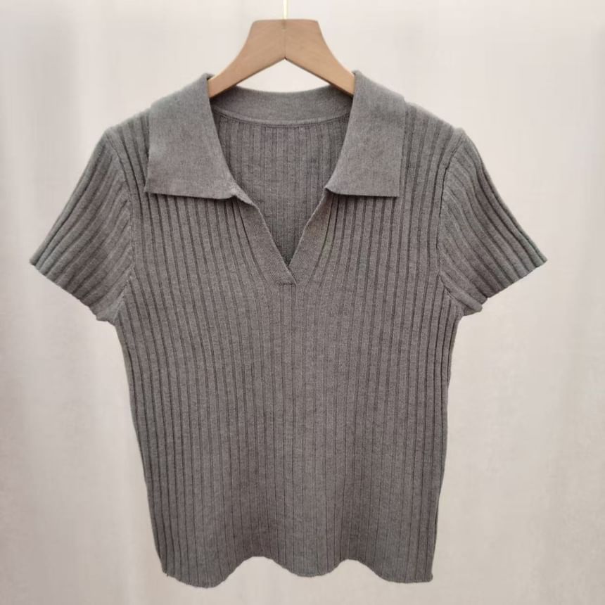 Knit Polo Top with Short Sleeves