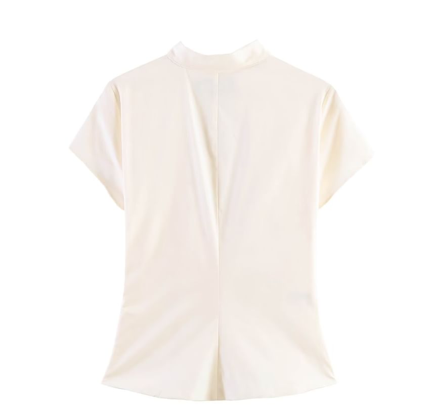 Stand Collar Polka Dot Slim Top