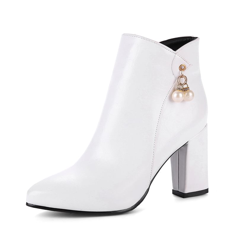Block Heel Faux Leather Ankle Boots