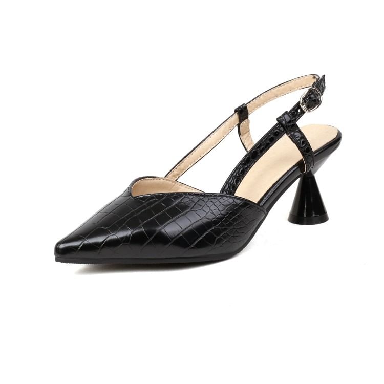 Cone Heel Croc Grain Sling Back Sandals