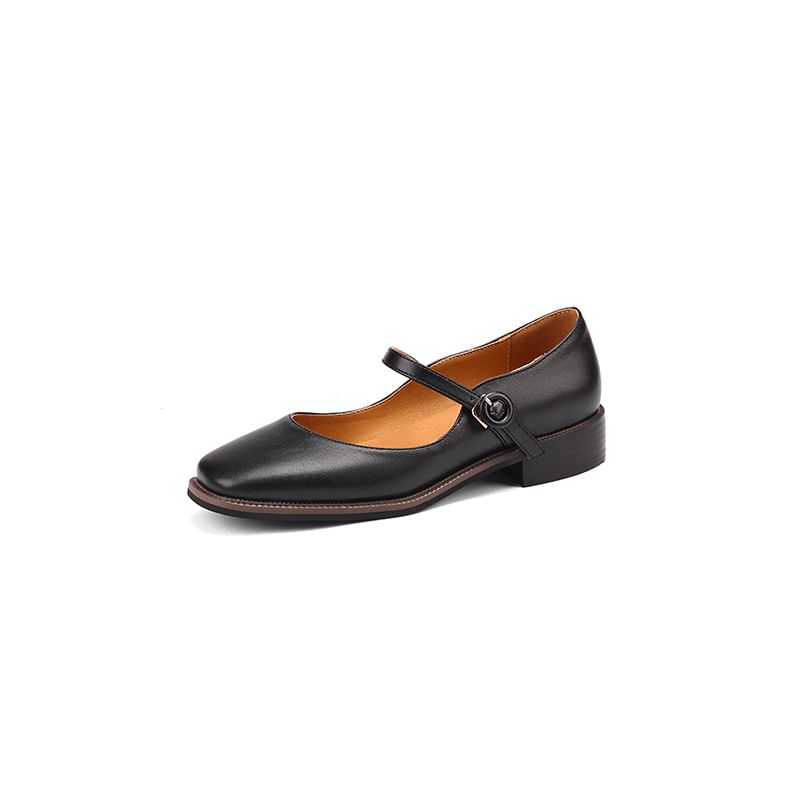 Faux Leather Thin Strap Mary Jane Shoes