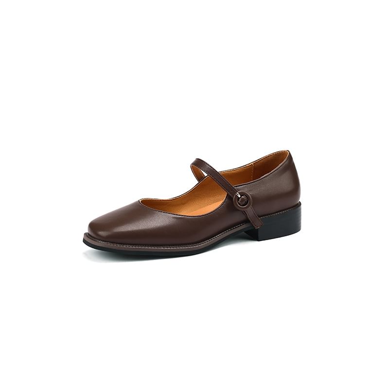 Faux Leather Thin Strap Mary Jane Shoes