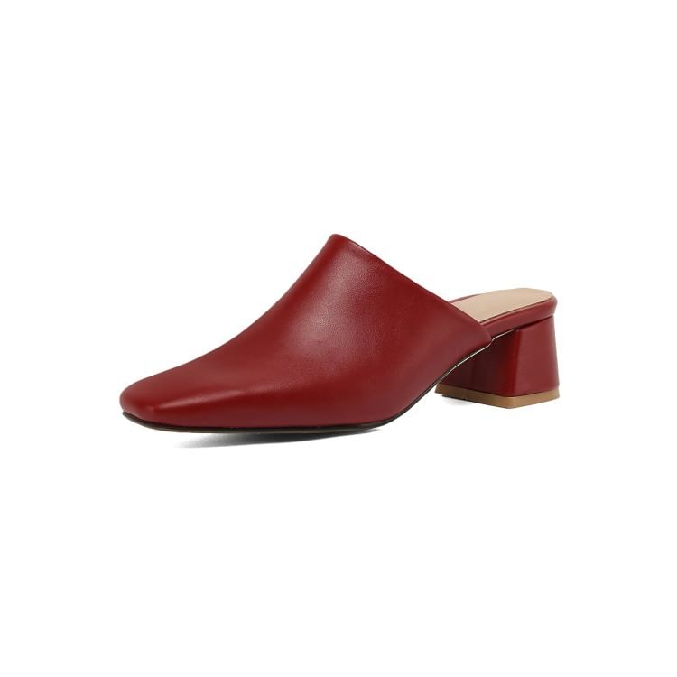 Low Heel Faux Leather Mules