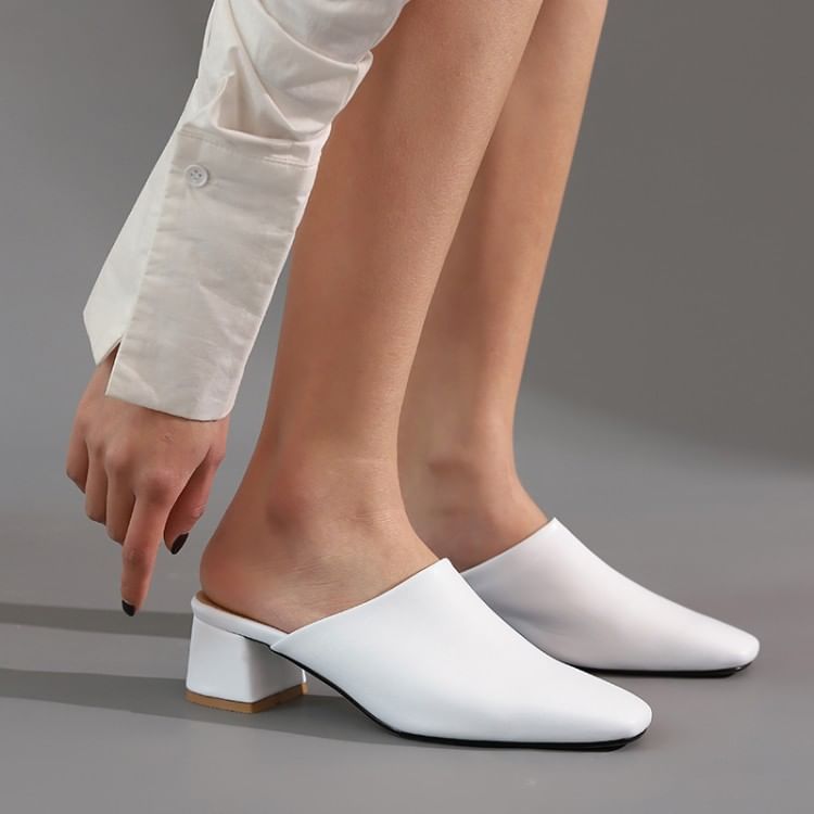 Low Heel Faux Leather Mules