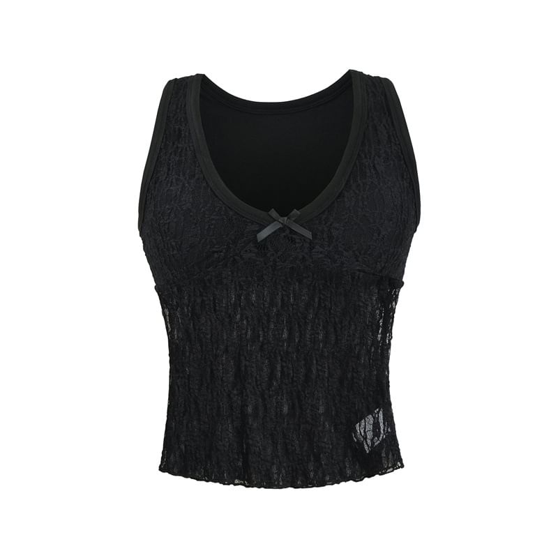 Sleeveless V-Neck Lace Top