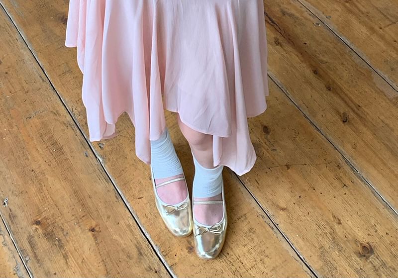 Mid Rise Plain Asymmetrical Midi A-Line Skirt