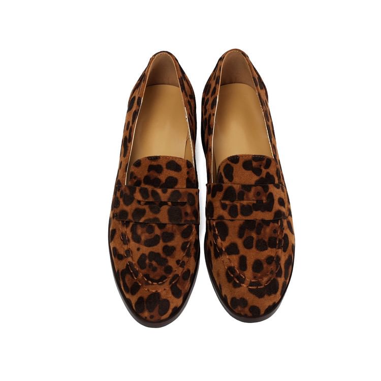 Chunky Heel Round Toe Penny Loafers