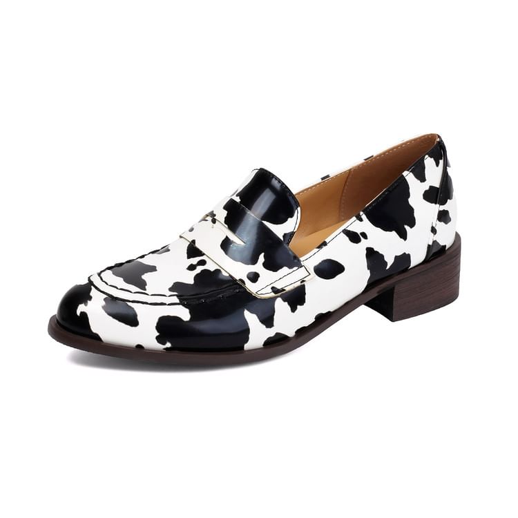 Chunky Heel Round Toe Penny Loafers