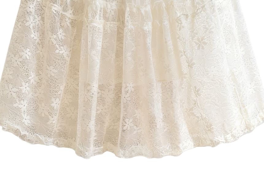High Waist Plain Tiered Lace Maxi A-Line Skirt