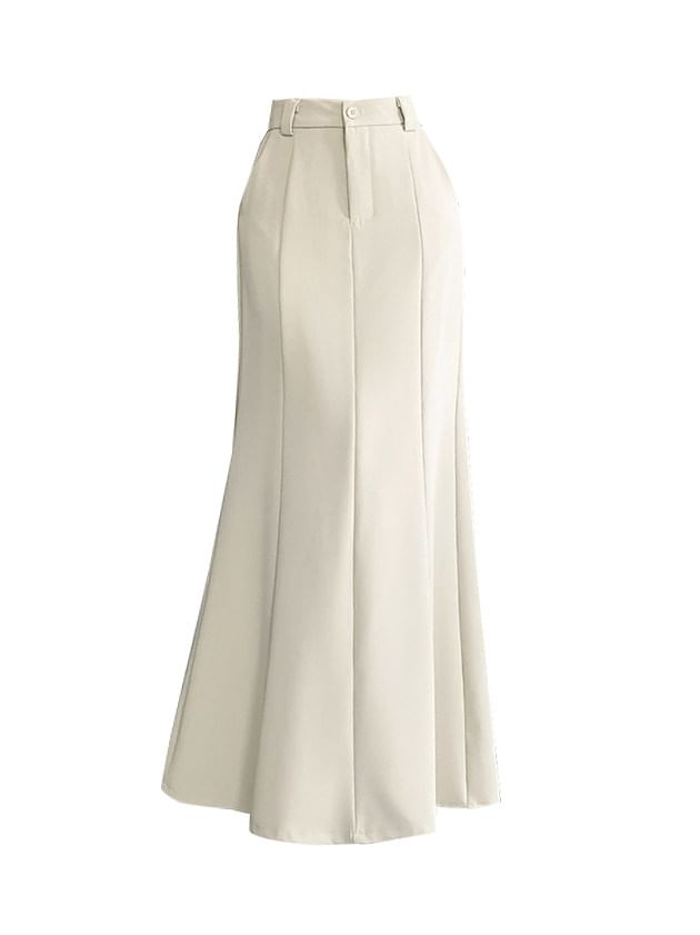 High Waist Plain Panel Maxi Mermaid Skirt