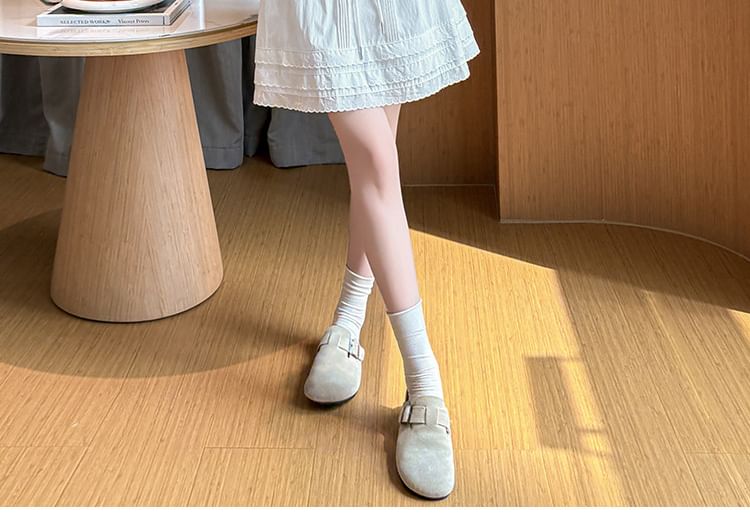 Drawstring Waist Plain Tiered Pintuck Mini A-Line Skirt