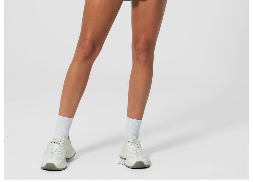 Set: Square Neck Plain Sport Bra + Mid Rise Mini A-Line Skirt