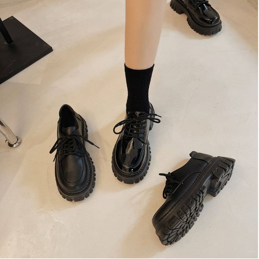 Plain Platform Oxford Shoes