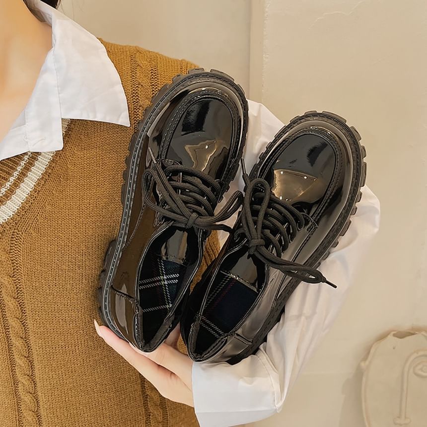 Plain Platform Oxford Shoes