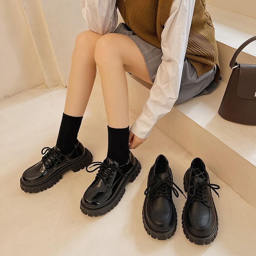 Plain Platform Oxford Shoes