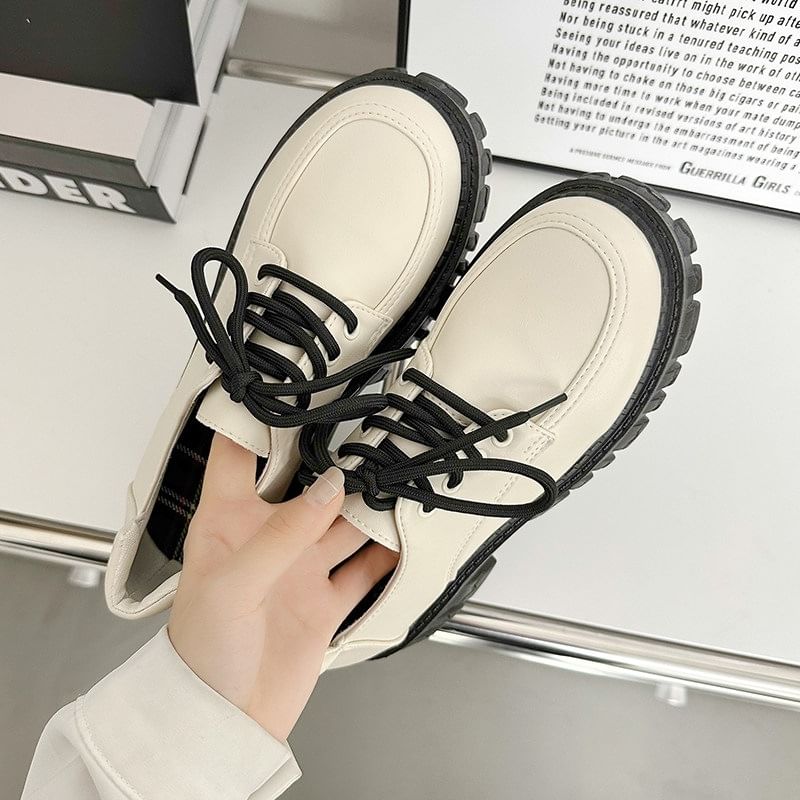 Plain Platform Oxford Shoes
