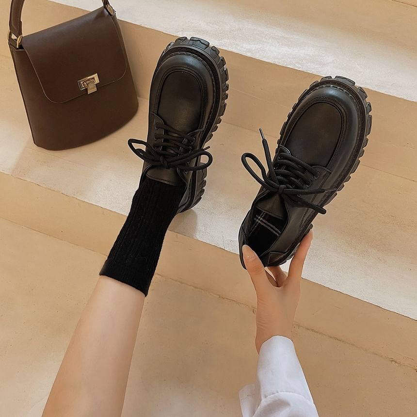 Plain Platform Oxford Shoes