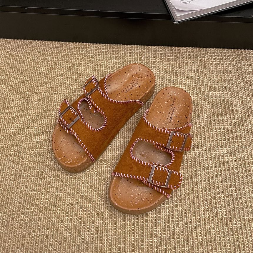 Double Strap Buckled Slide Sandals