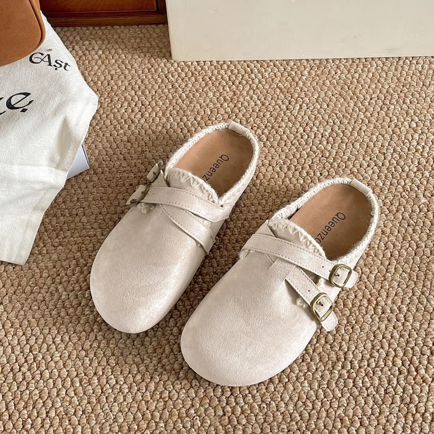 Faux Suede Stitching Mules