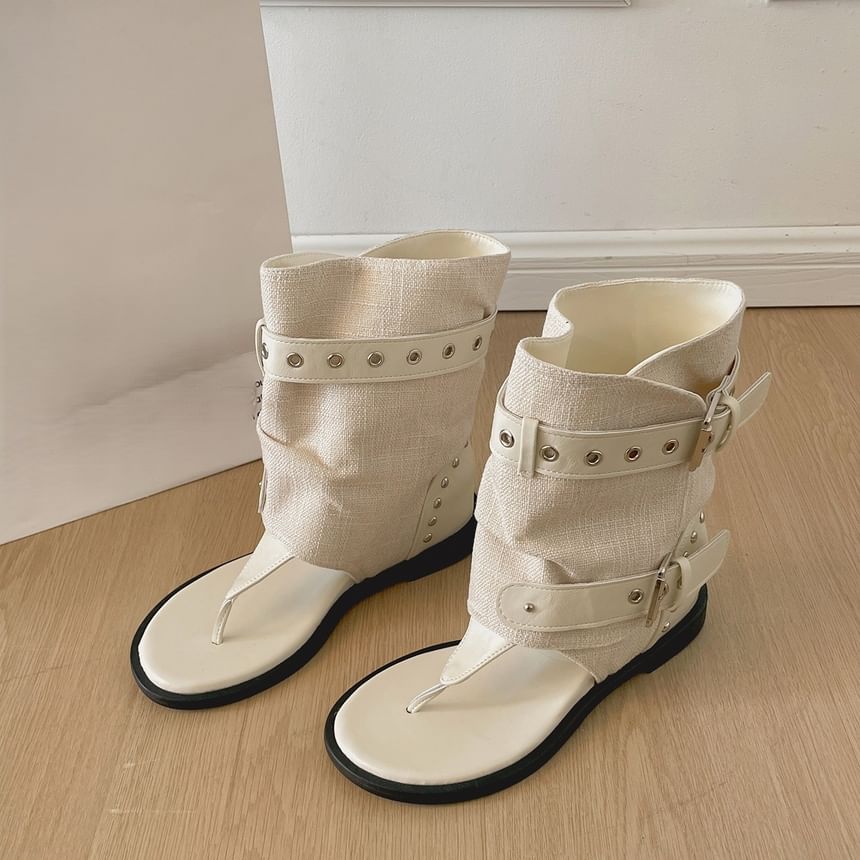 High Top Buckled Thong Sandals