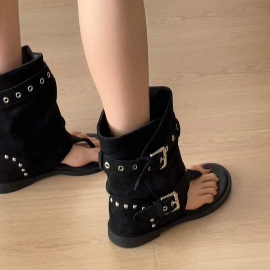 High Top Buckled Thong Sandals