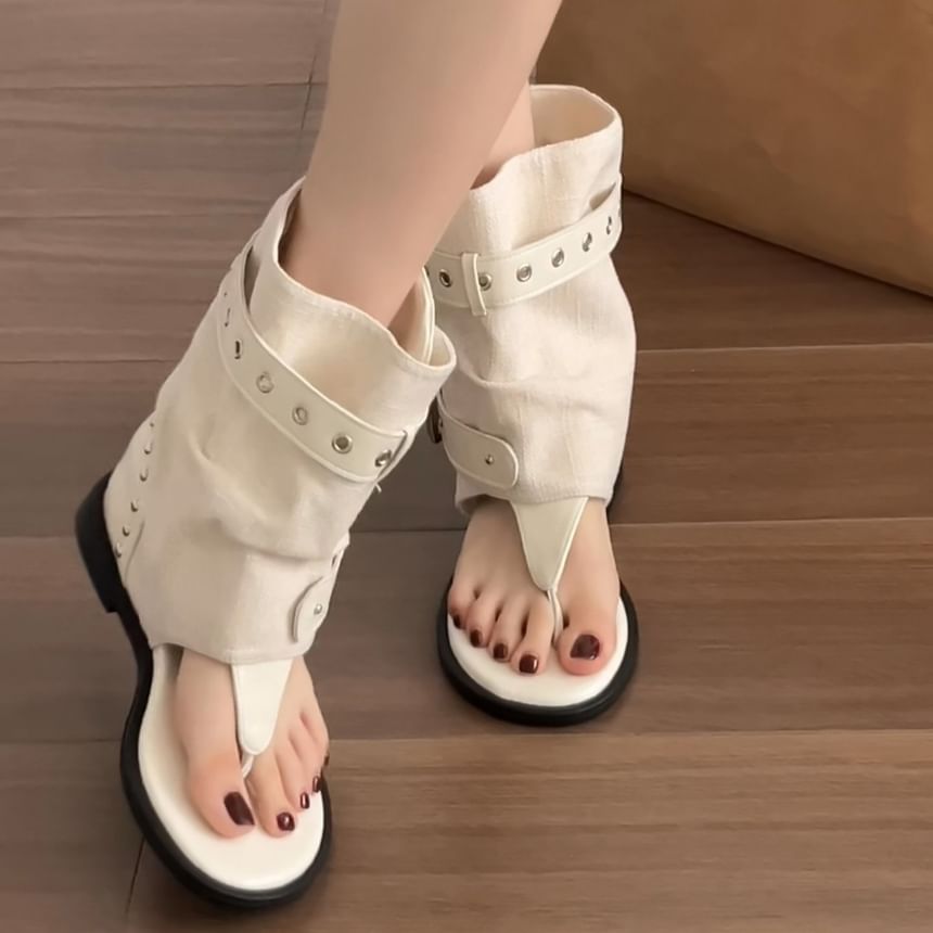 High Top Buckled Thong Sandals