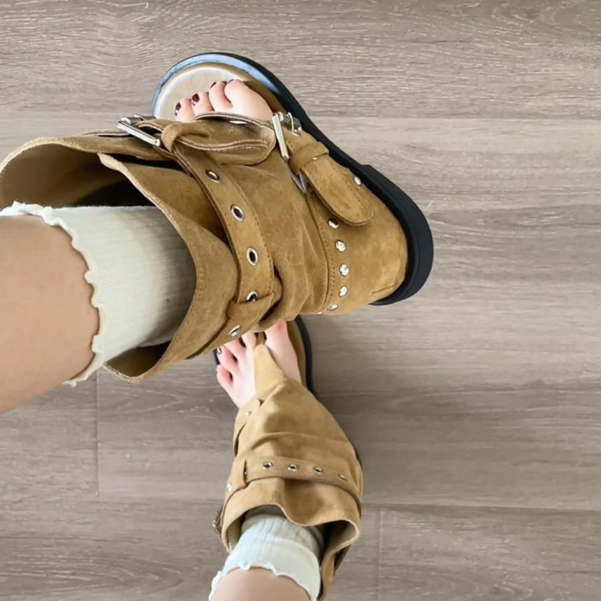 High Top Buckled Thong Sandals