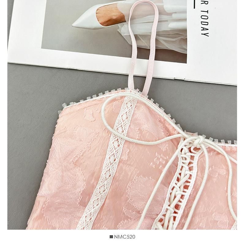 Lace-Up Ruffle Crop Camisole Top