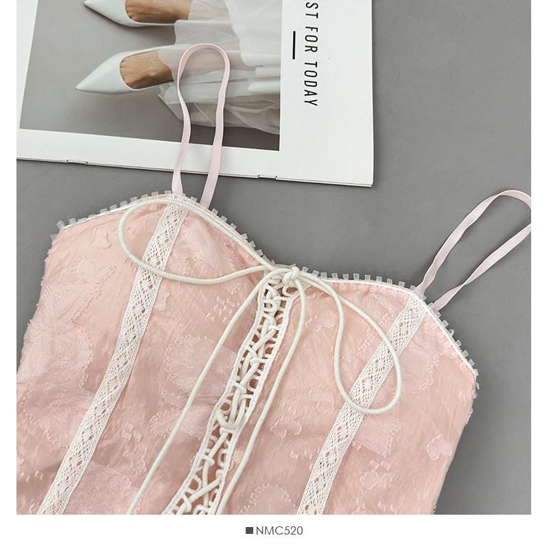 Lace-Up Ruffle Crop Camisole Top