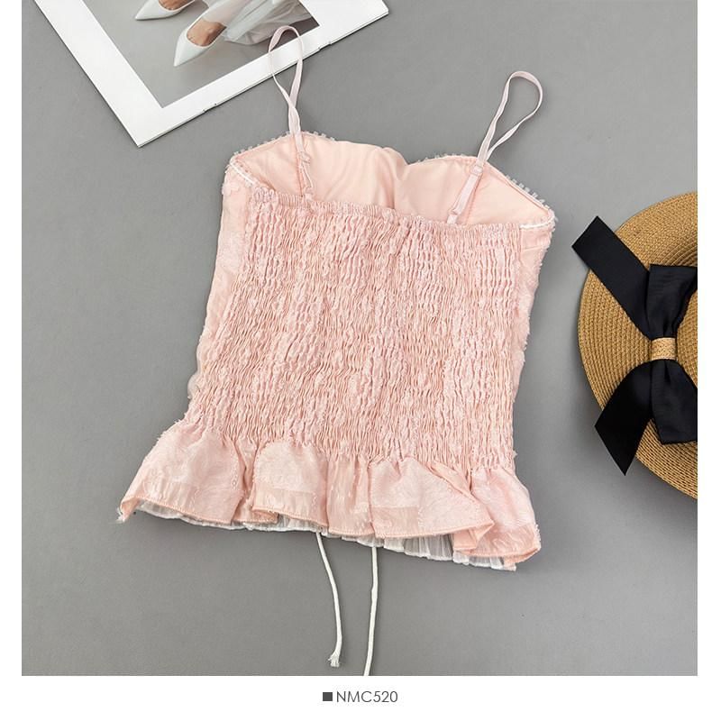 Lace-Up Ruffle Crop Camisole Top
