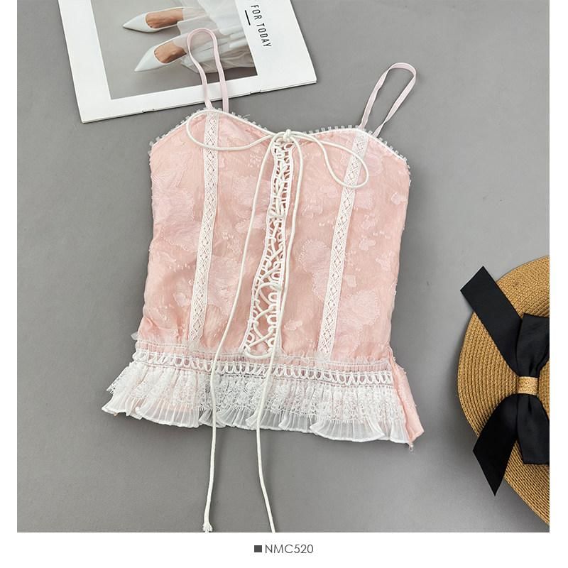 Lace-Up Ruffle Crop Camisole Top