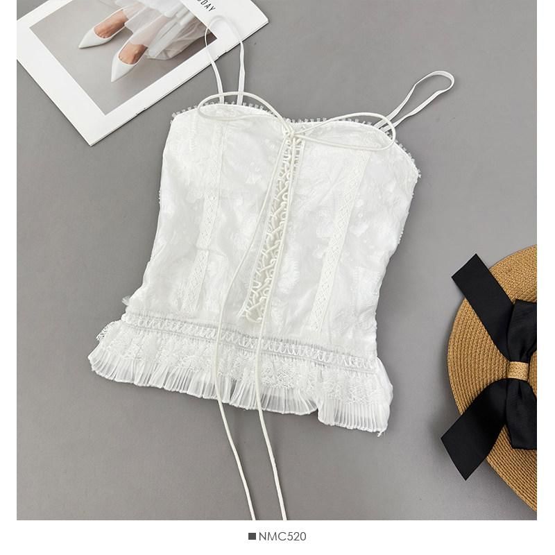 Lace-Up Ruffle Crop Camisole Top