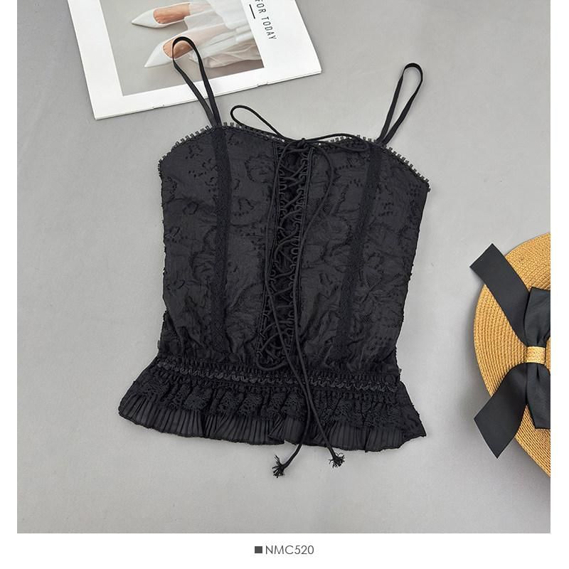 Lace-Up Ruffle Crop Camisole Top