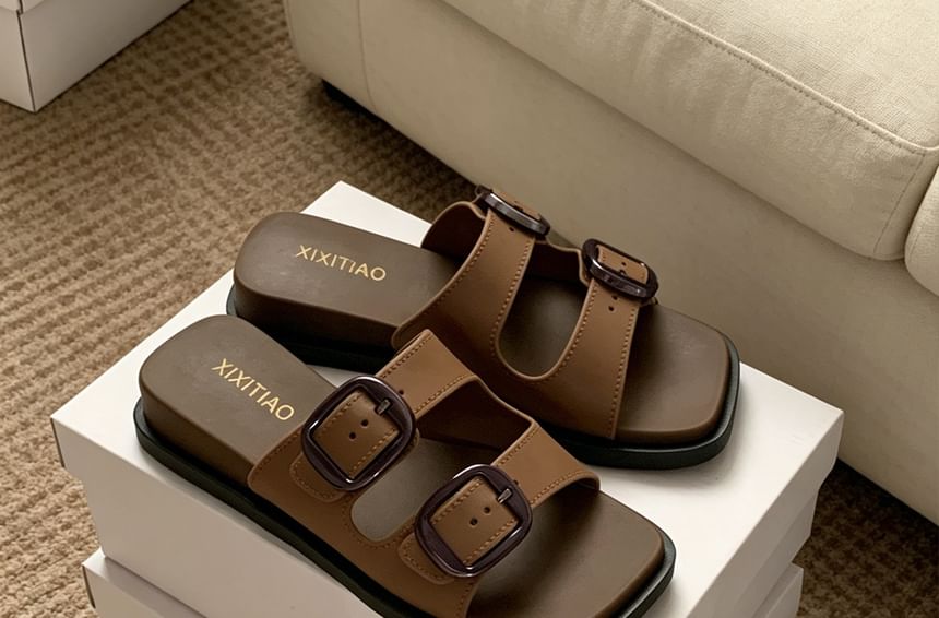 Double Strap Slide Sandals