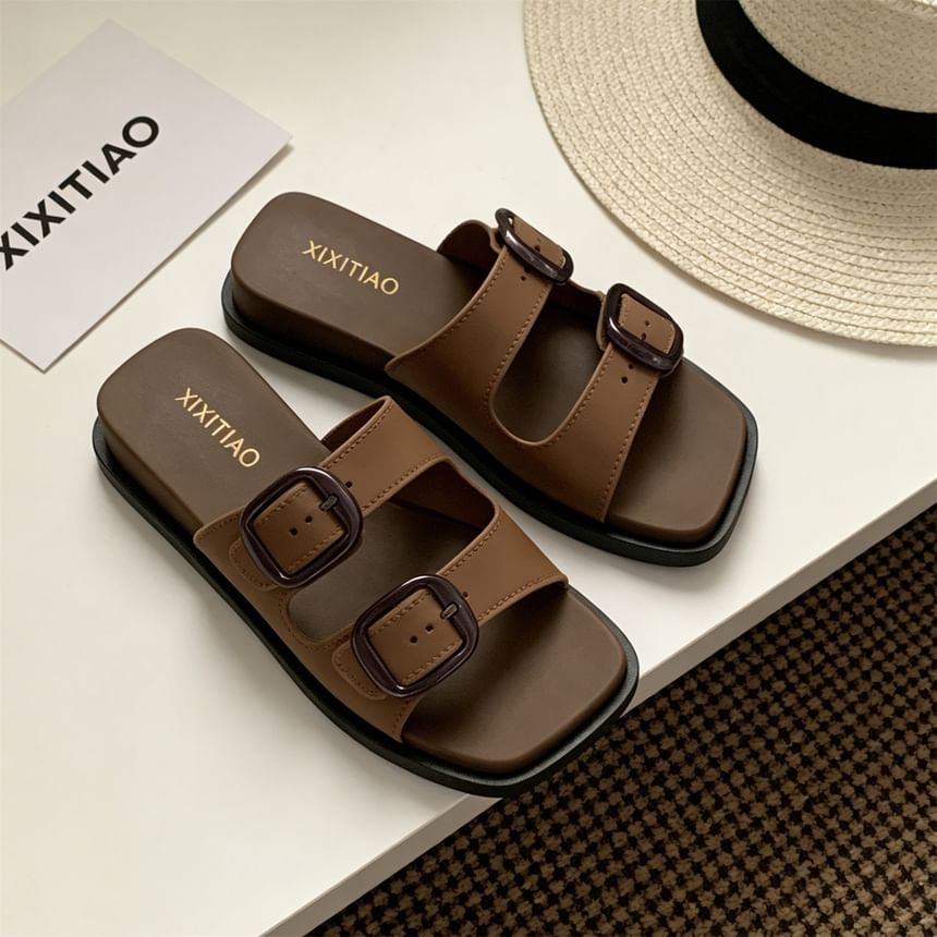 Double Strap Slide Sandals