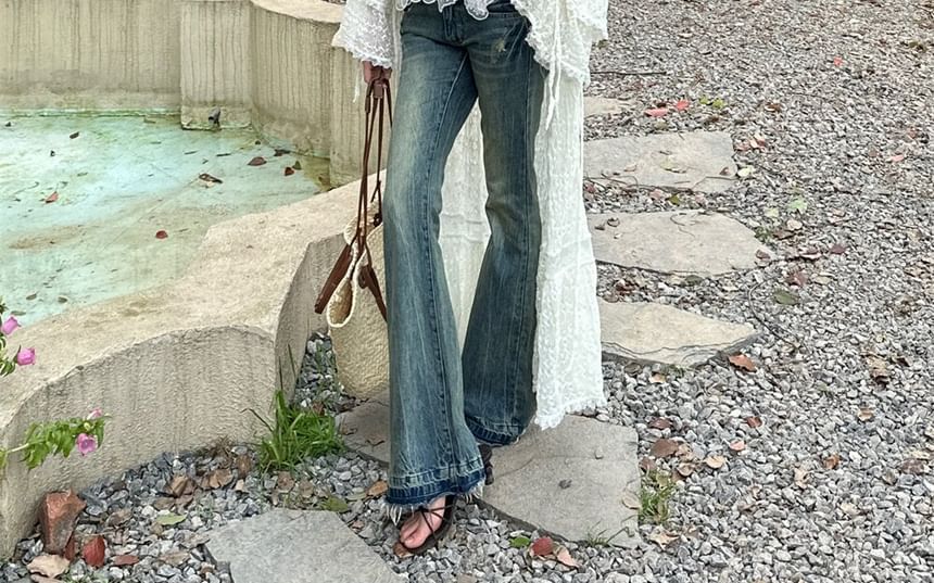 Spaghetti Strap V-Neck Plain Lace Camisole Top / Lace Long Light Jacket