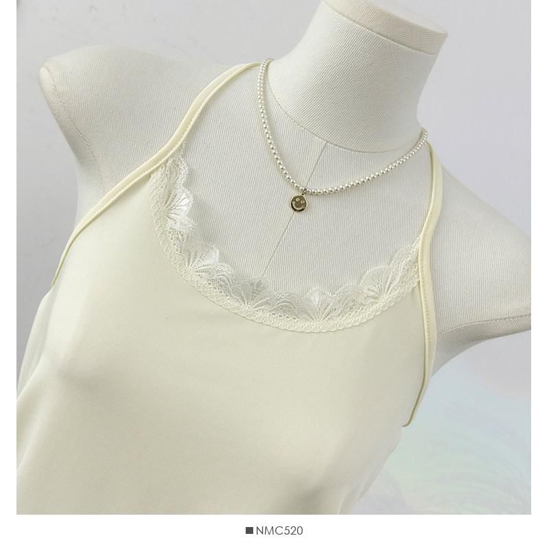 Halter Neck Lace Trim Open Back Crop Top