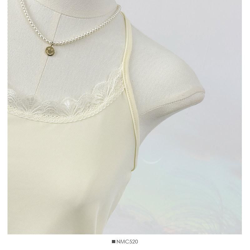 Halter Neck Lace Trim Open Back Crop Top