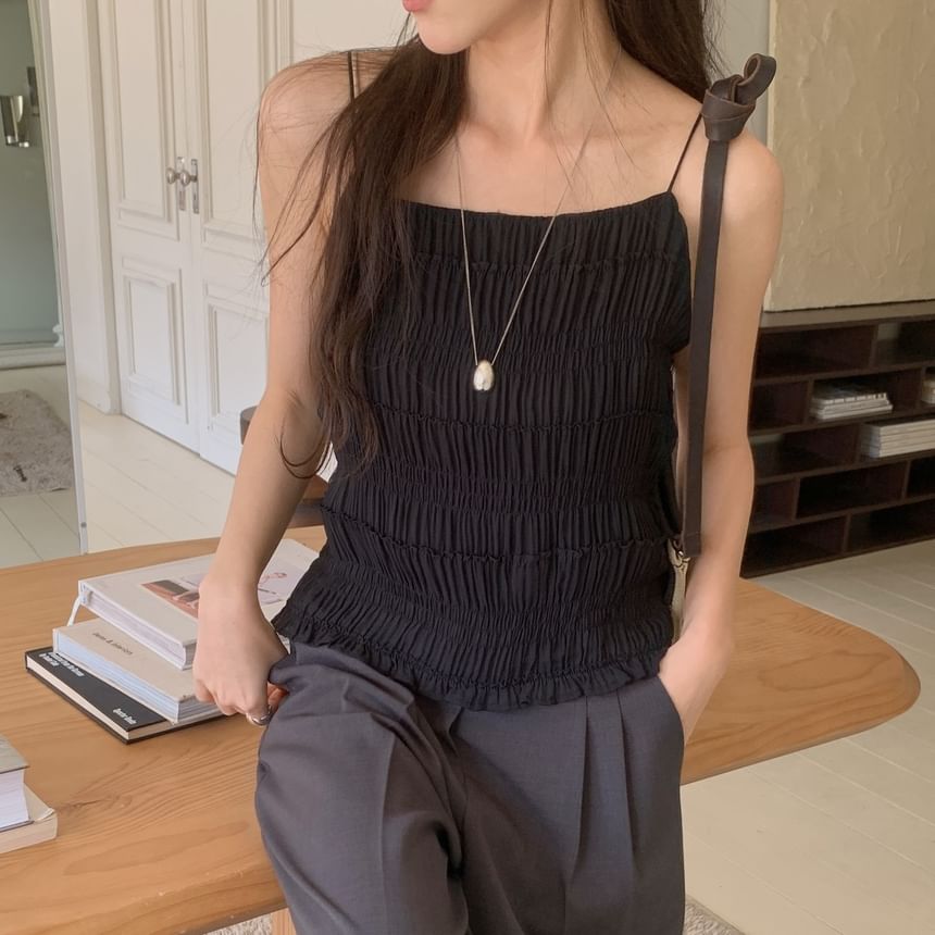 Textured Ruffled Hem Camisole Top