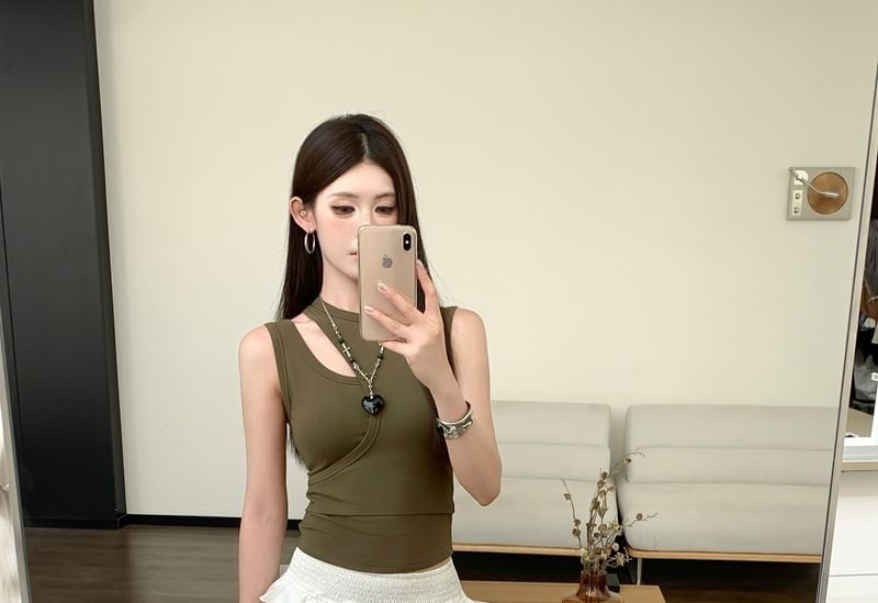 Asymmetric Cut-Out Slim-Fit Tank Top