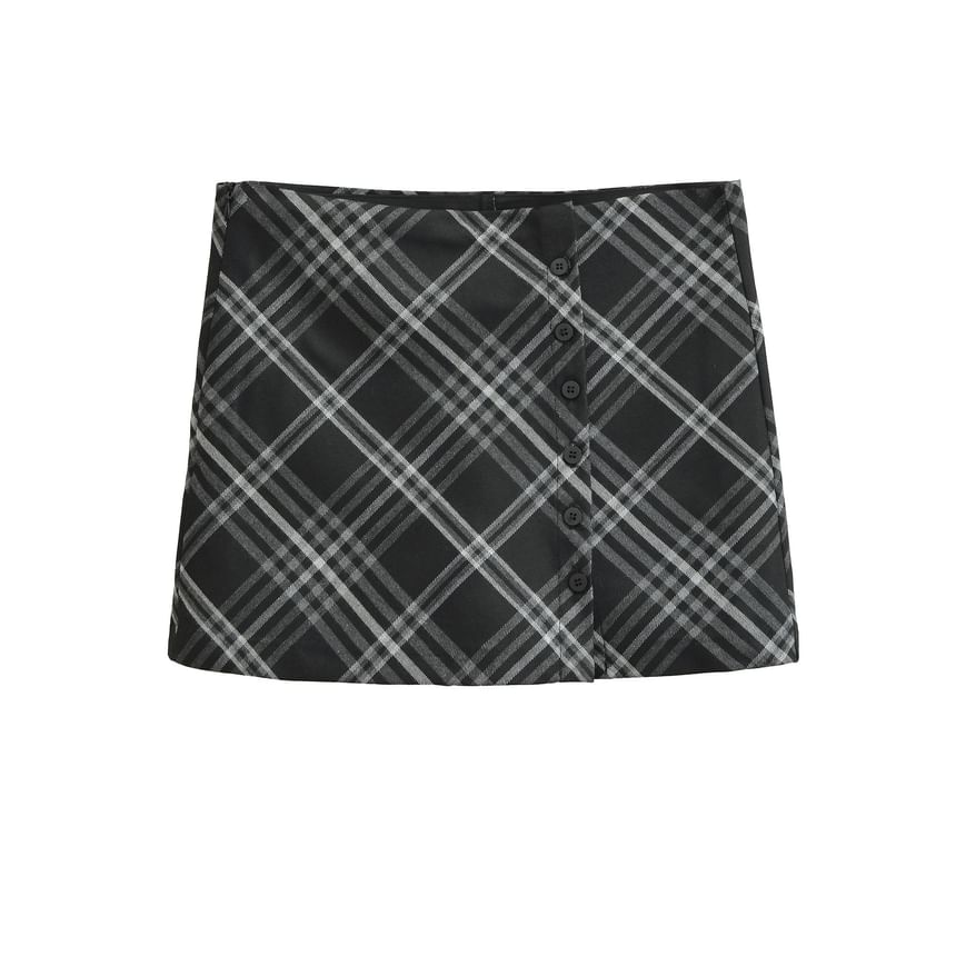 High Waist Button-Up Mini Pencil Skirt